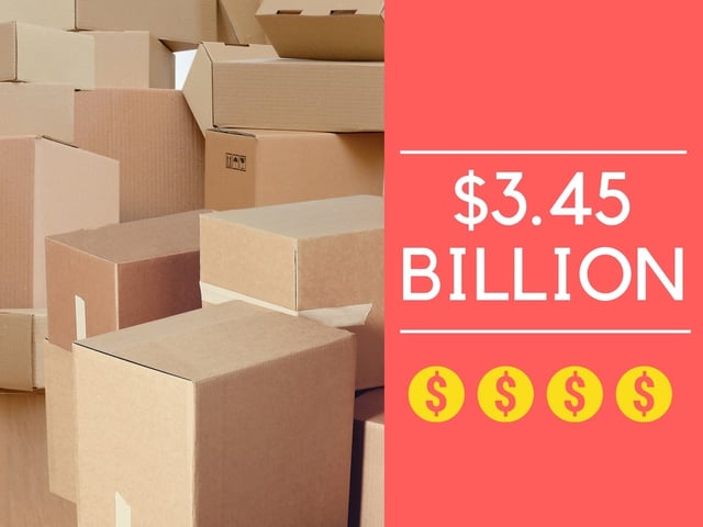 The text "3.45 billion" next to a huge pile of packages.