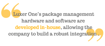 Luxer One’s package management hardware and software are  developed in-house, allowing the company to build a robust integration using the RealPage Exchange API.